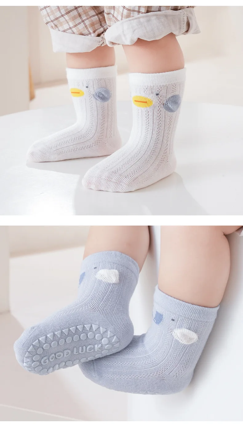 3 Paar Cartoon-Baby-Bodensocken aus dünner, weicher Baumwolle, rutschfeste Socken für Neugeborene und Kleinkinder – Detail 9