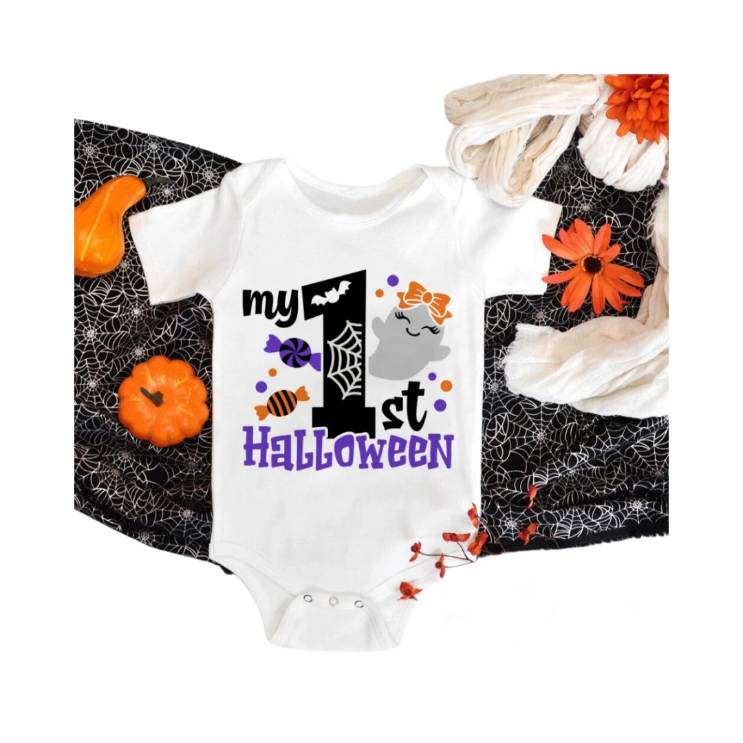 Il Mio 1 ° Halloween Baby Body Girls Boys Cute Pagliaccetto Costume Da Bambino Vestiti Per Neonati Regalo Annuncio Di Gravidanza