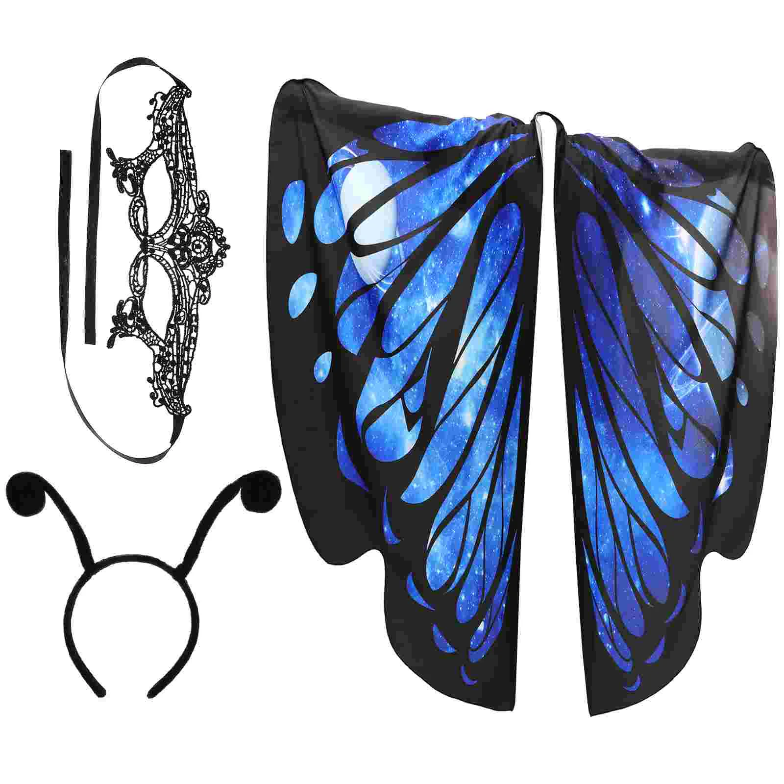 

1 Set of Chic Butterflies Cloak Delicate Headdress Portable Butterflies Cape Women Supply