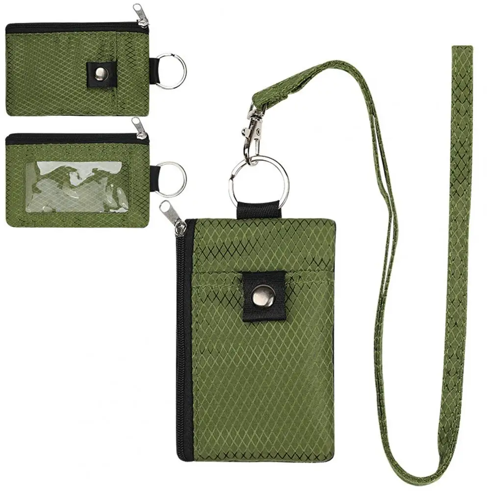 Neck Hanging Card Holder with Lanyard Student ID Sleeve Transparent Window Waterproof Coin Purse RFID Blocking Card Holder