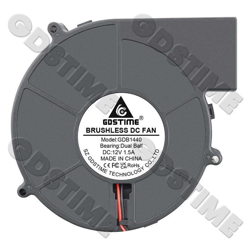 Gdstime-Turbo ventilador, 140mm, DC, 12V, bola dupla,