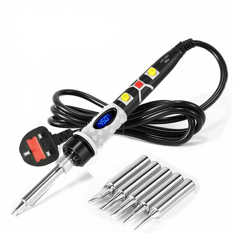 80W Electric Soldering Iron Digital Internal Thermal Ceramic Heating Electronic Welding Tools With 5pcs Soldering Iron Head Set