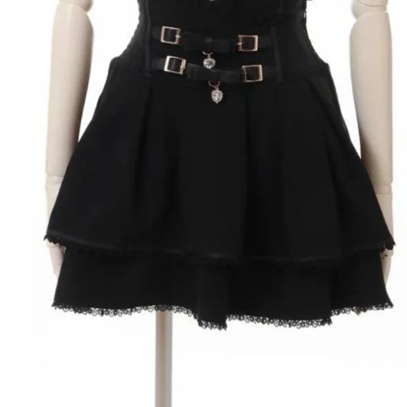 Japanese Kawaii Mini Cake Skirts Womens JK Jupe Fairy Bandage Lolita High Waist Y2k Aesthetic Sweet Lace Gothic Faldas Skirt 3