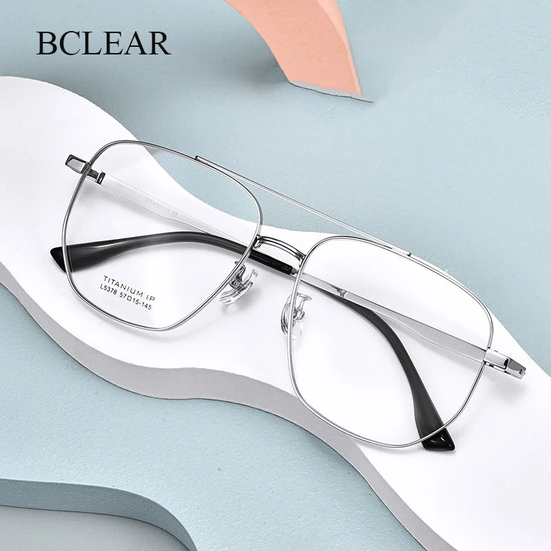 BCLEARDesginPureTitaniumMenClassicDoubleBridgeGlassesOptical