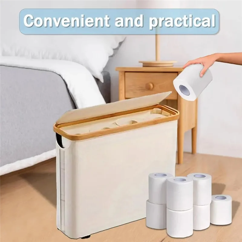 Hot Selling-Toilet Paper Storage Basket With Lid Large Capacity Breathable Collapsibles Design Toilet Paper Holder Dispenser,Toi