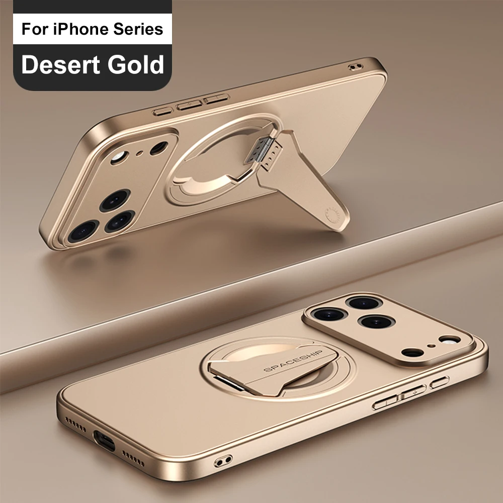 Wireless Charging Cover Lens Protection Phone Case For iPhone 17 Pro Max 17 Pro 13 15 16 14 Air Luxury Folding Stand Magnetic