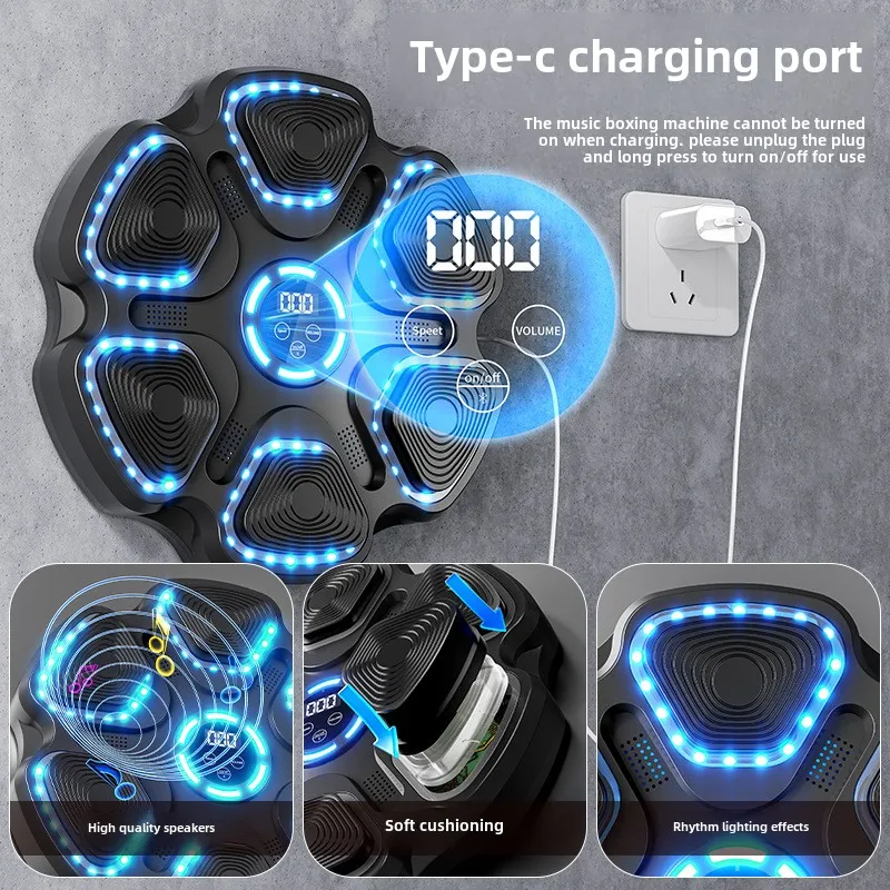 Upgrade Bluetooth music boxing target light gear adjustment boxing machine home fitness equipment boxing wall target 2