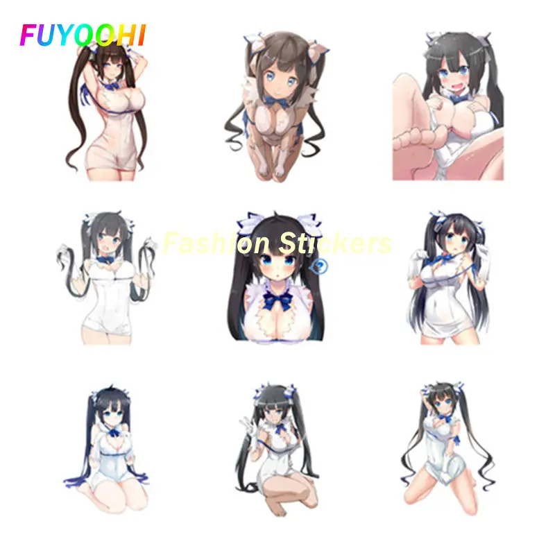 Стикеры FUYOOHI Play, Стикеры для автомобиля с аниме девушкой, бампер даньмачи хестиа, милые виниловые наклейки, персонализированные декоративные аксессуары