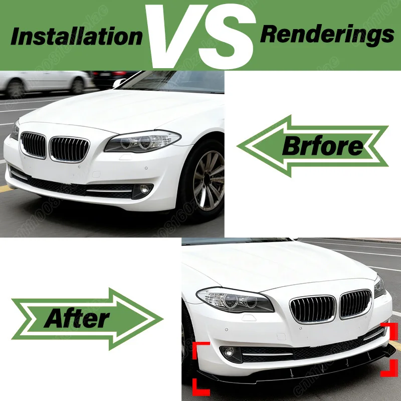 BMW 5 시리즈 F10 2010 2011 2012 2013 자동차 MP 스타일 프론트 범퍼 립 스포츠 레이싱 3PCS 프론트 립 바디 개조 키트