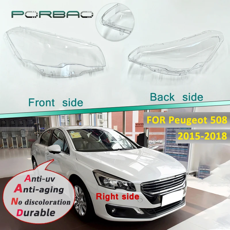 

porbao Headlight lampshade for Peugeot 508 2015 2016 2017 2018 headlight cover shell auto parts Auto Accessories replace