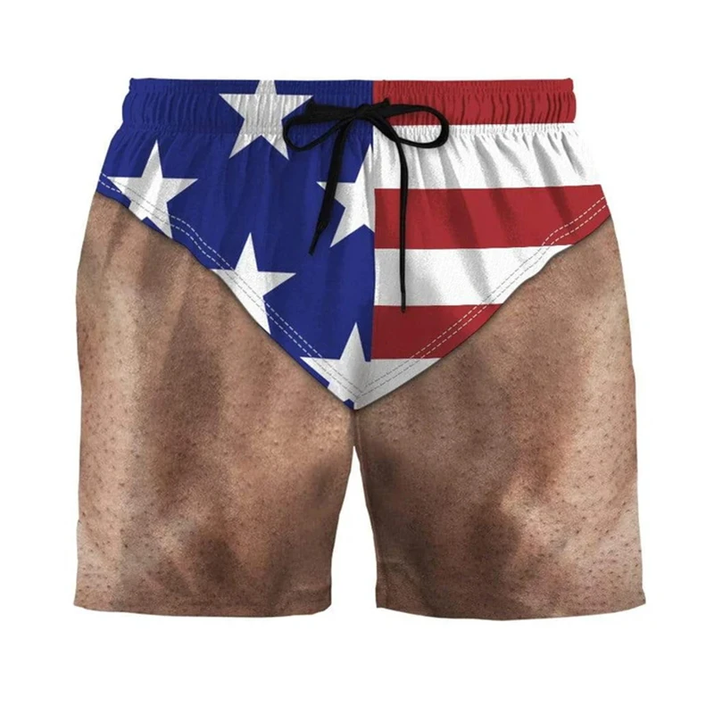 Men's Beach Shorts USA Flag 3d Print Funny Animals Graphic Surfing Board Shorts Casual Summer Holiday Sports Pants Briefs Boys — view 2