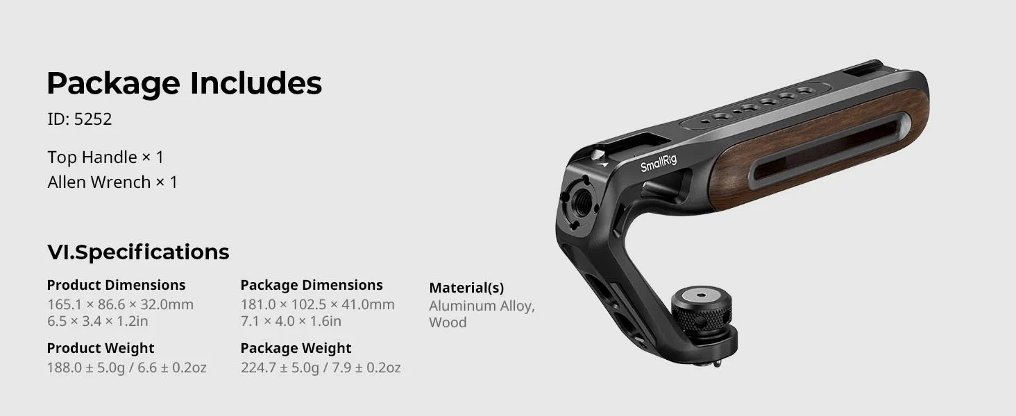 Top Handle with (1/4" & 3/8") Two-in-One Locating Screw Ergonomic Handgrip for S