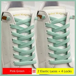 Elastic No-Tie Shoelaces - Widened Flat Laces (Pink Green)