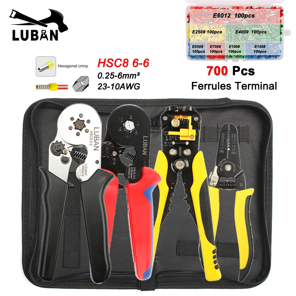 HSC8 6-6B HSC8 6-6A SELF-ADJUSTABLE CRIMPING PLIER 0.25-6mm2 terminals ...