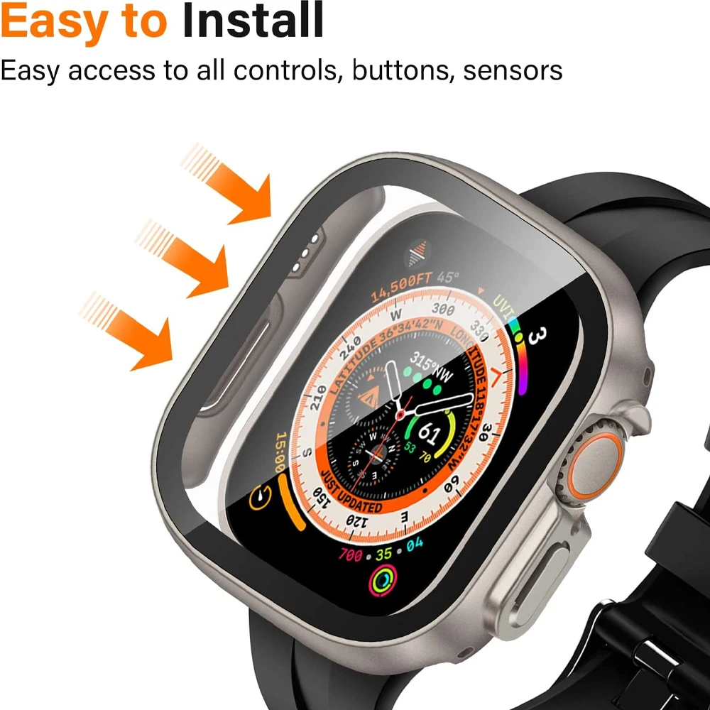 Durable Shockproof Apple Watch Ultra Case with Tempered Glass Protector