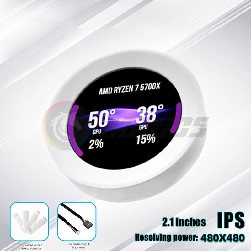 2.1 Inch CPU Temperature Display Water Cooler AIO 240/360,IPS Dynamic  Computer Monitor монитор,DIY USB Round Screen Aida64