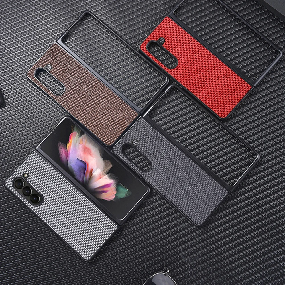 

Luxury Fabric Cloth Case for Samsung Galaxy Z Fold5 Canvas Frosted Ultra-thin Armor Shockproof Hard Phone Cover SamsungZFold5