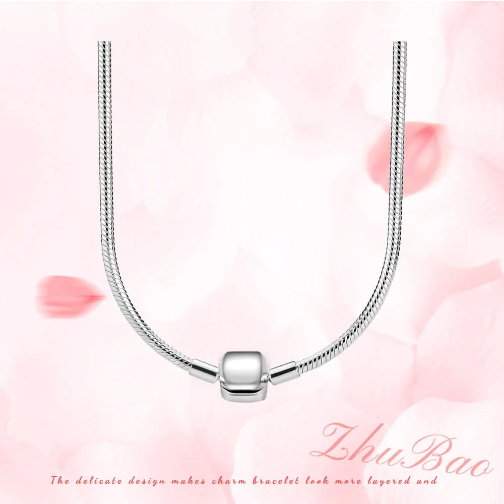 Silver Necklace 45-60cm 925 Silver Round Love Zircon