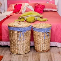 Large Dirty Clothes Basket Rattan Storage with Lid Clothes Basket Sundries Toys Storage Bucket Multi-Purpose Storage Baskeks 2