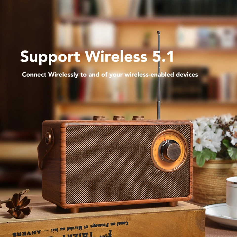 Retro Portable Wireless Bluetooth Speaker High-Quality Powerful Stereo Sound Box Vintage FM Rechargeable MP3 Player_voghion.com