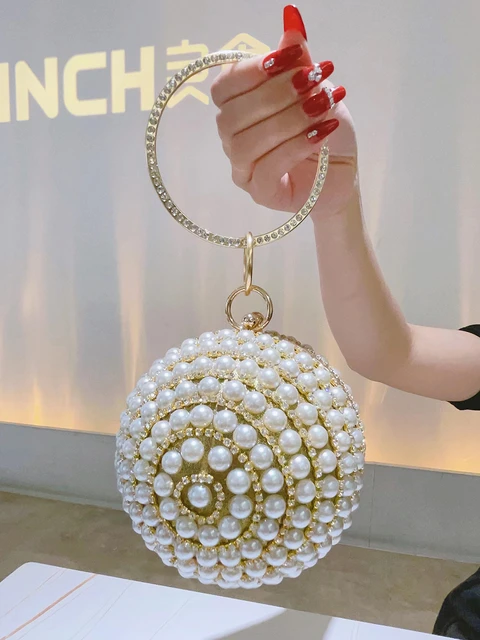 Chanel Pearl Plexiglass Round Shape Minaudiere Evening Bag ❤ liked on  Polyvore featuring bags, handbags, white purse,… | Chanel pearls, Pearl bag,  Mulberry handbags
