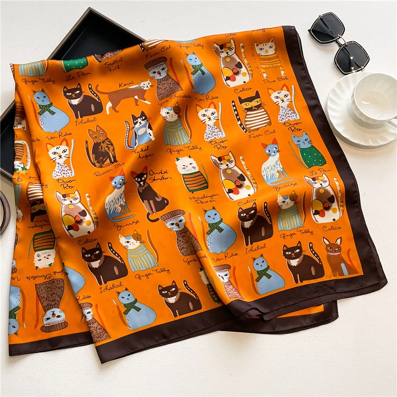 LARGE SQUARE SCARF COOL CAT