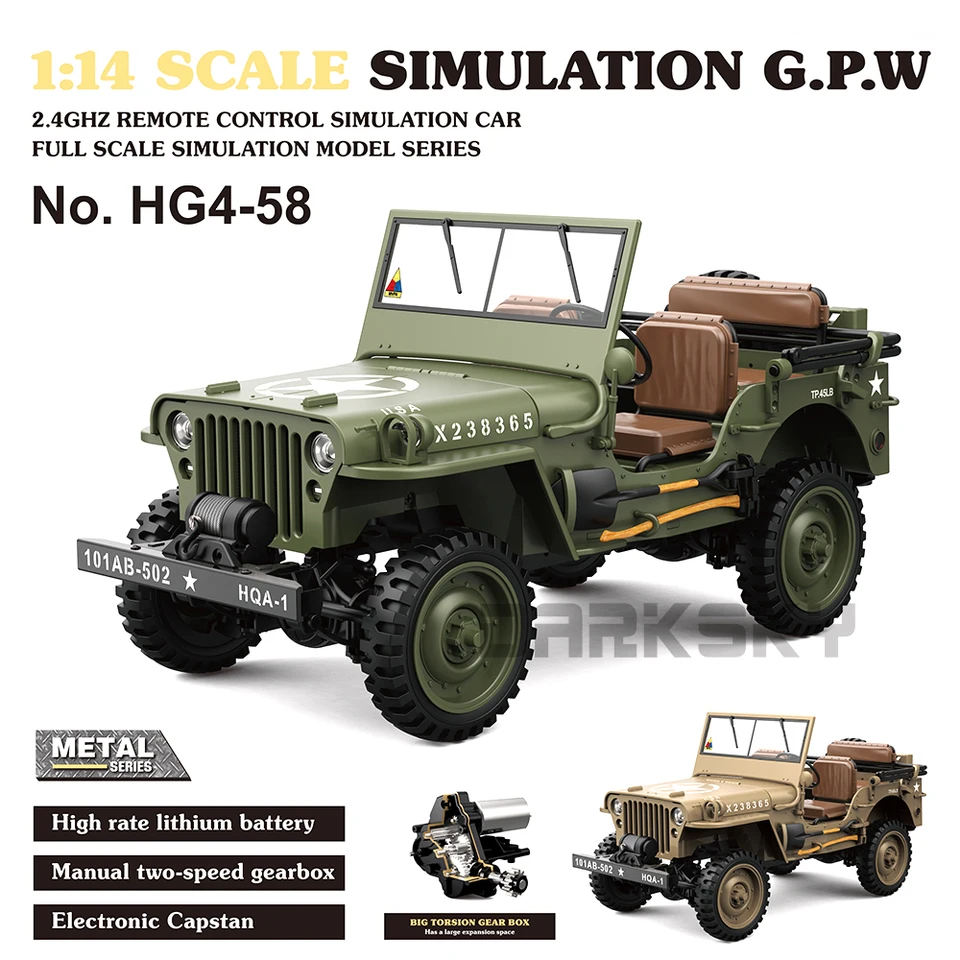 HG4-58 Willys 1/14 RC Electric Remote Control Model Car MINI