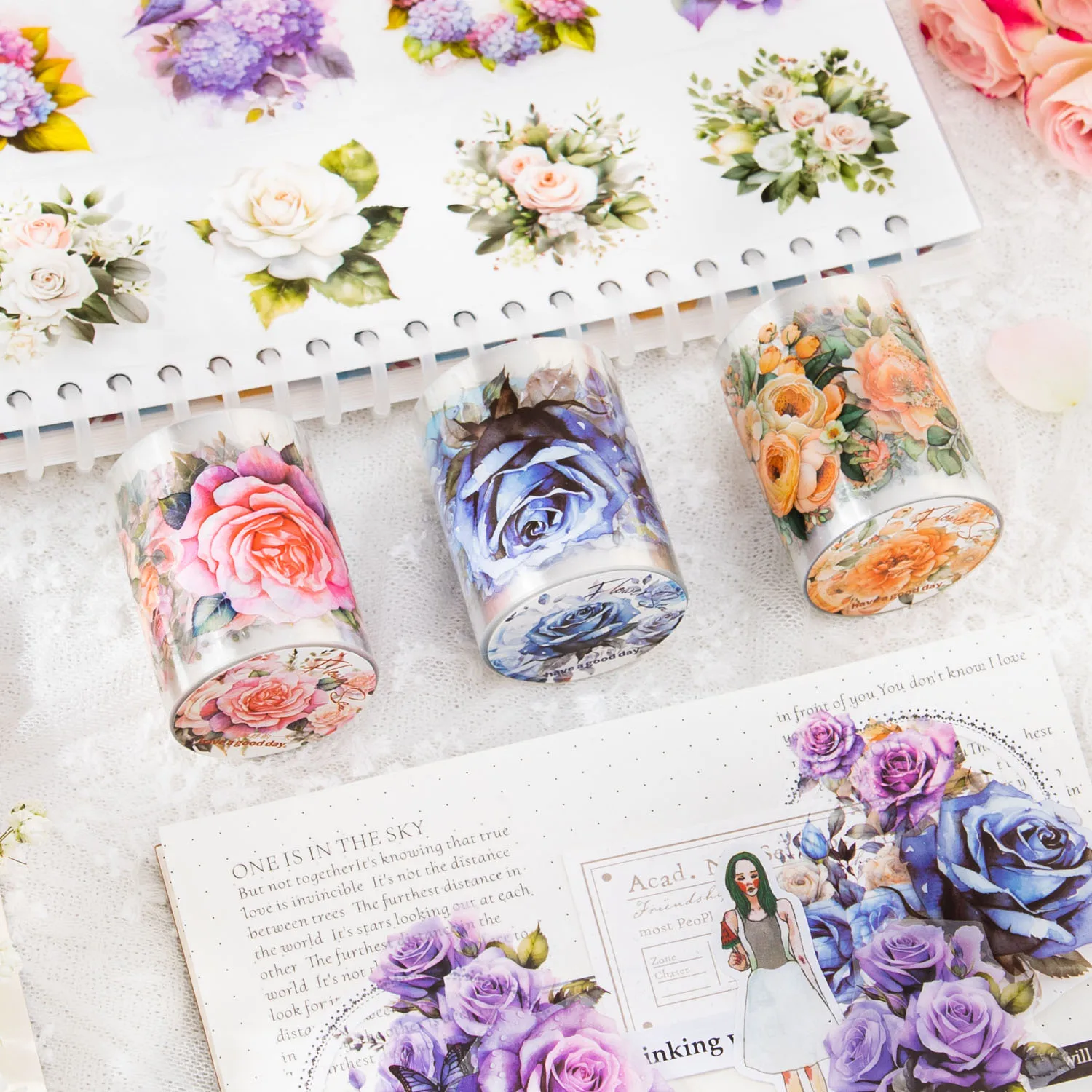 Decorative Stickers Stationery Tapes Floral Stickers Decorative Labels Stickers Stationery Stickers Self Adhesive Stickers Adhesive Stickers Paper Stickers 50mm*2m PET Plant Flowers tape Sticker Decorative collage Adhesive Diy Scrapbooking hand made Masking tape