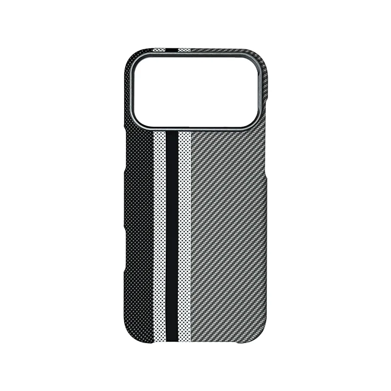 Carbon Fiber Abstract Geometric MagSafe Case with Alloy Armor and Military-Grade Shockproof Protection