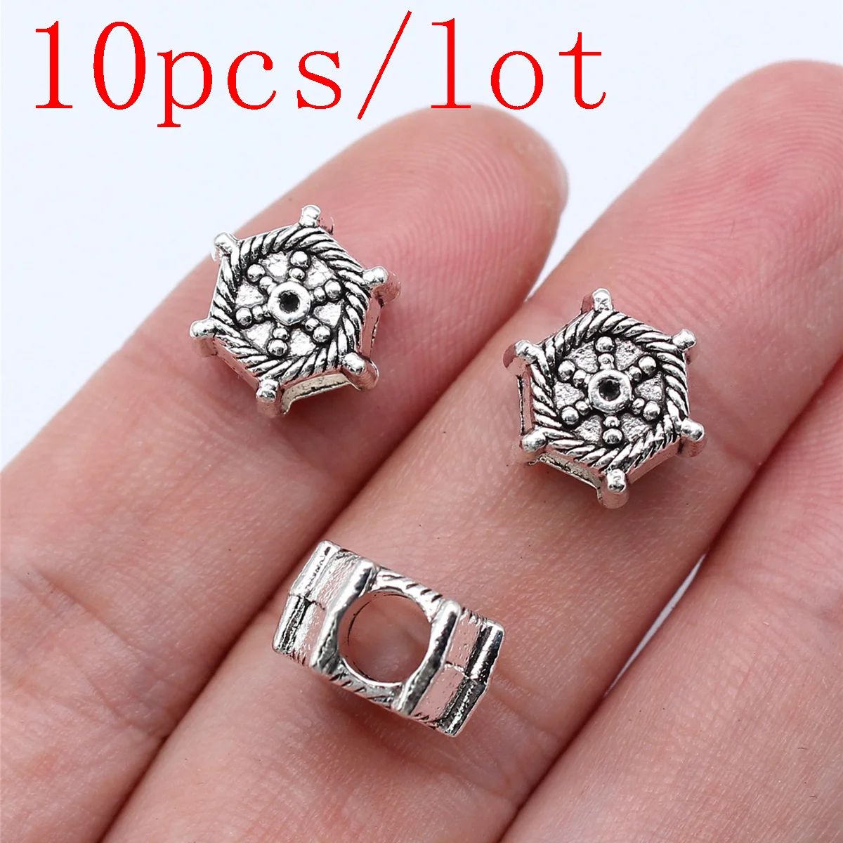 

10pcs Rudder Big Hole Beads Earrings Materials Jewelry Making Supplies 11x12mm Antique Silver Color