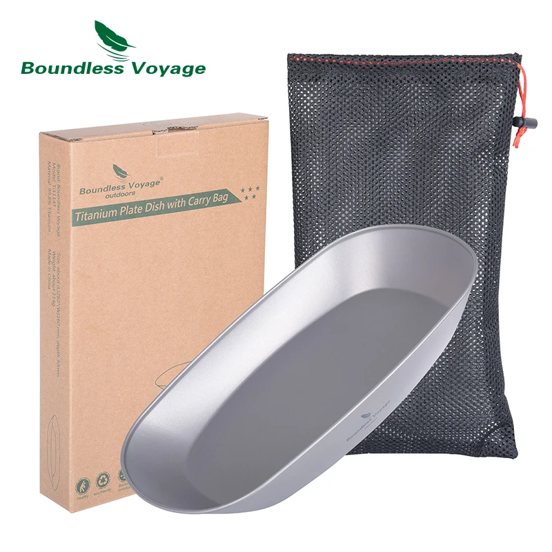 

Boundless Voyage Titanium Plate Ultralight Metal Dish Outdoor Camping Pan Tableware Fish Fruits Snacks Vegetable Dinner Plate