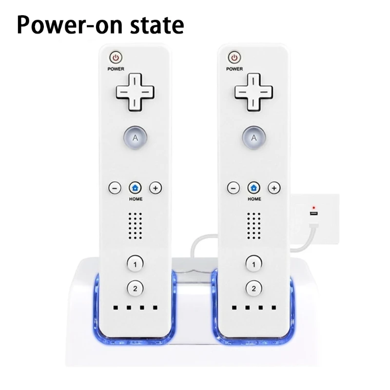 Remote Controller Dual Charging Dock Station+ 2 Batteries For Wii Gamepad with LED Light H8WD battery charger rechargeable battery