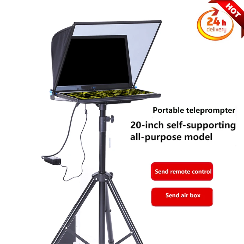 YISHI 20 inch Folding Portable Teleprompter for News Interview Conference Speech Studio