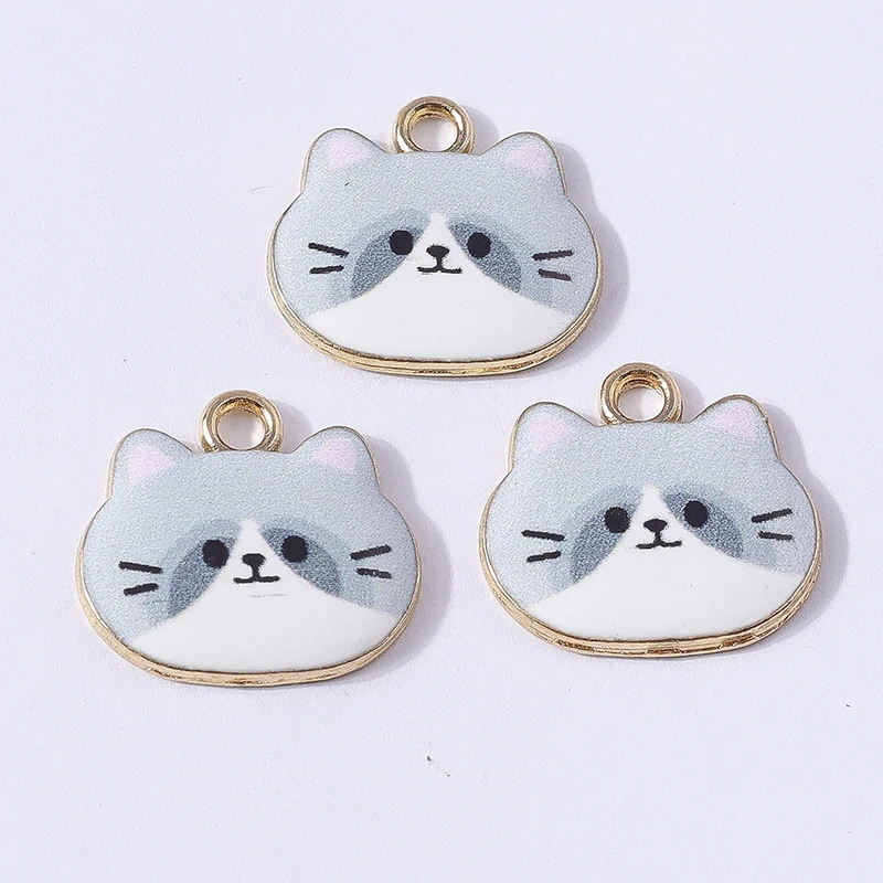 10 Stück 19x17mm Cartoon Emaille Tier Katze Charms Anhänger für Schmuckherstellung Tropfen Ohrringe Halsketten Armbänder DIY Bastelbedarf – Detail 5
