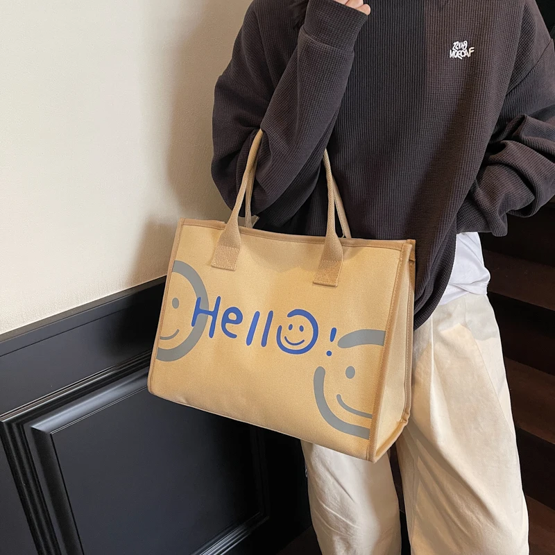 Leinwand Tasche Frauen Hohe Kapazität Tasche Mode Cartoon Handtasche Vielseitig Casual Reise Einzelnen Schulter Tote Einfache Einkaufstasche – Detail 20