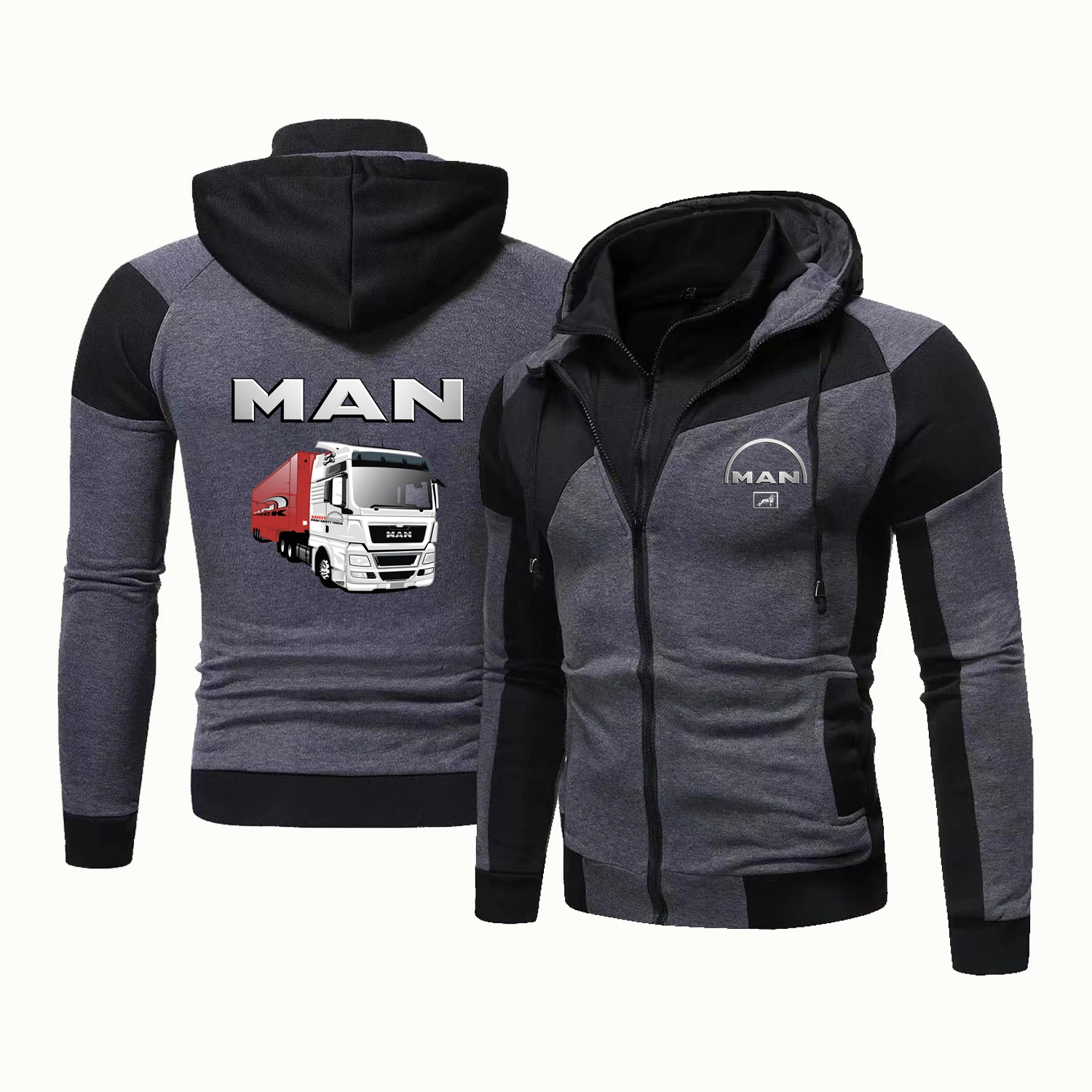Brand Autumn Winter Hoodie Men's Truck MAN Car Brand Print Men's Zip Coat Hoodie and Sweatshirt Casual Jacket