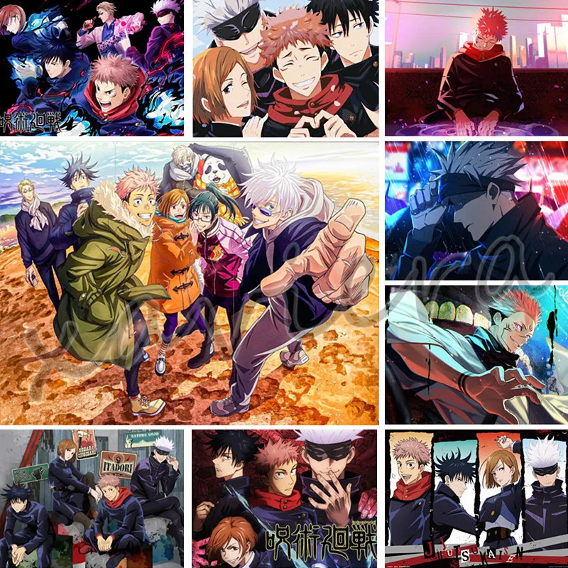 

5D Diy Diamond Painting Japanese Anime Jujutsu Kaisen Diamond Embroidery Full Drill Mosaic Rhinestone Cross Stitch Kits Crafts