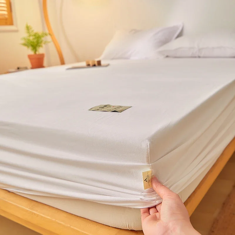 100% Cotton Mattress Covers Air-Permeable Anti-Pull Fitted Sheet No Pillowcase Elastic Bands Non Slip For Single Queen King Bed 3