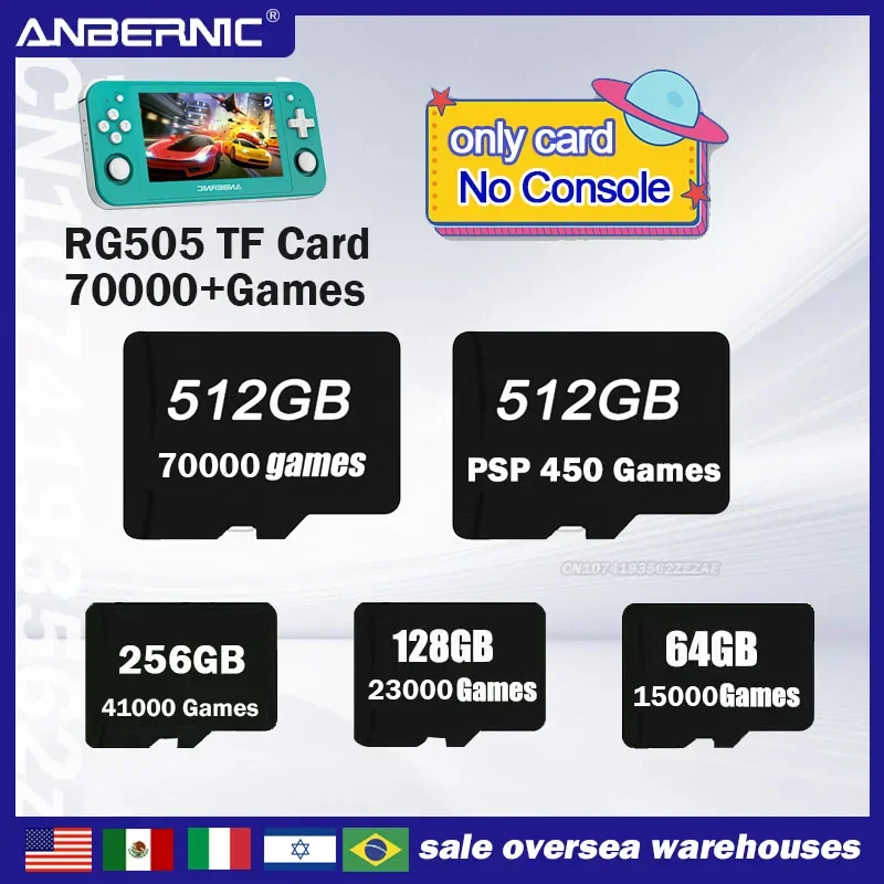 Anbernic Rg505 Tf Card 512G 70000 Giochi Ps Vita 3Ds Gamecube Schede Di Memoria Console Per Videogiochi Ps2 Ps1 Psp