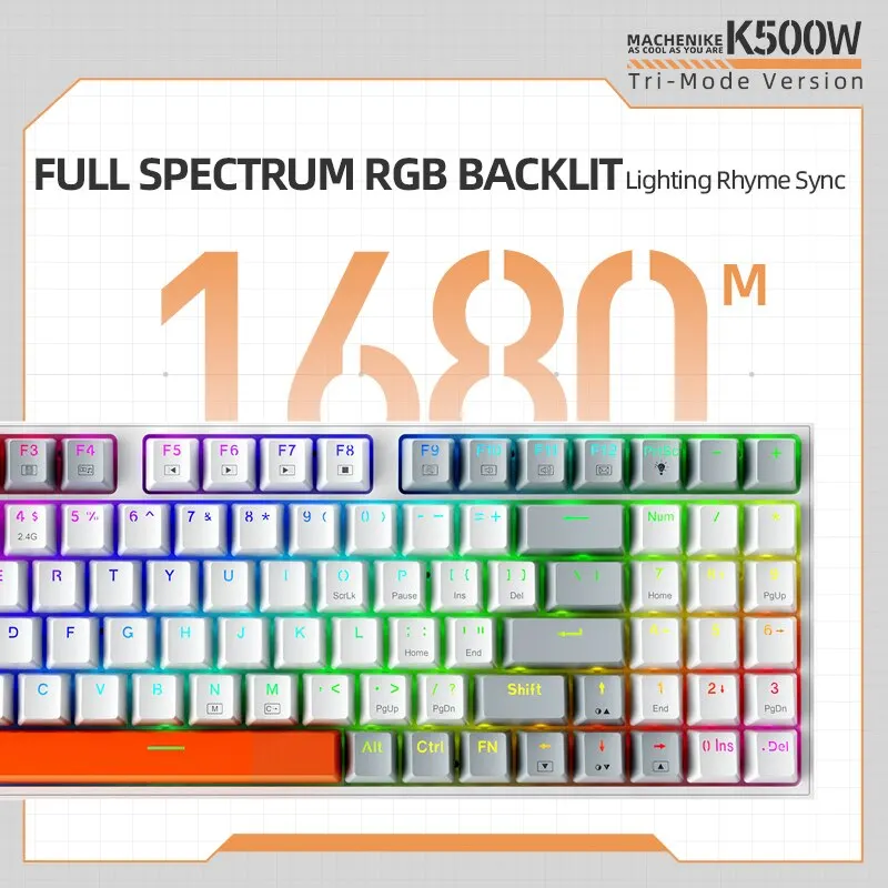 Wireless Mechanical Keyboard Machenike K500W Hot Swap Tri-mode 94 Keys RGB Backlit For PC Gamer Laptop