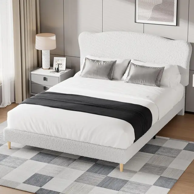 Teddy Boucle 4FT6 Double Bed Frame Ottoman Storage Bed With Gas Lift Ivory Upholstered Luxury Panel Headboard Bedroom Furniture 1 Teddy Boucle 4FT6 Double Bed Frame Ottoman Storage Bed With Gas Lift Ivory Upholstered Luxury Panel Headboard Bedroom Furniture 1