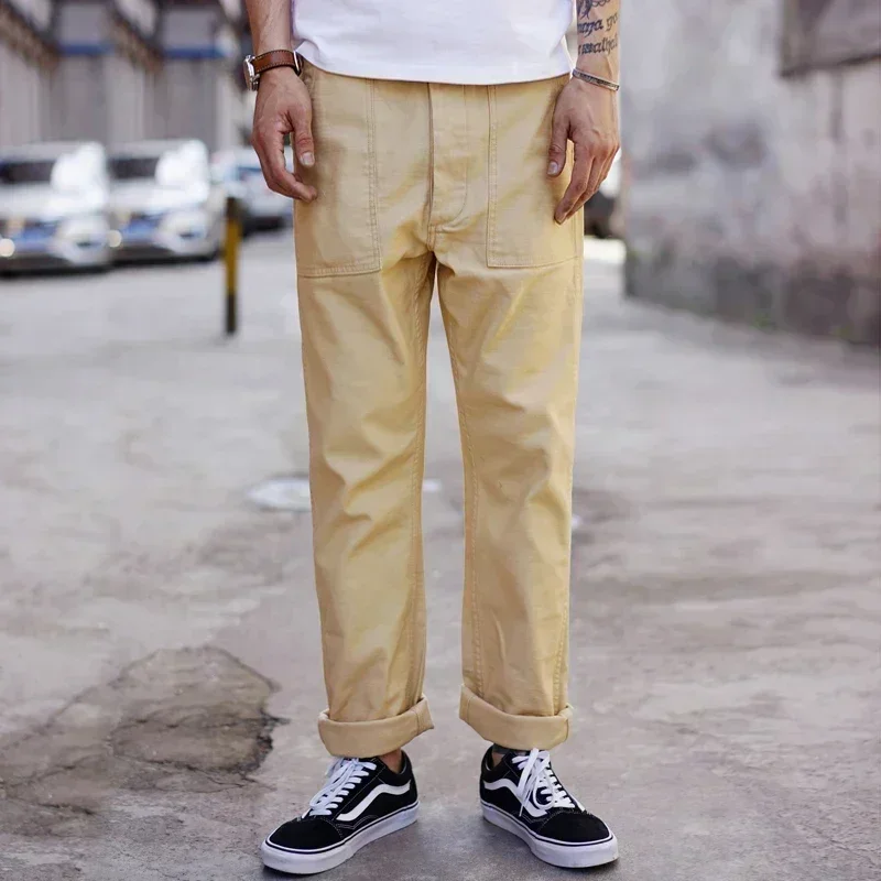 SauceZhan OG107 Fatigue Utility Pants Military Pants VINTAGE Classic Olive Sateen Men's Baker Pants Satin Cotton Straight Fit 2