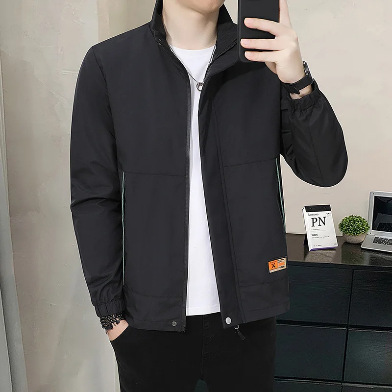Spring Autumn Men's Thin Standing Collar Business Casual Jacket Fashion Handsome Versatile Workwear Jacket Top