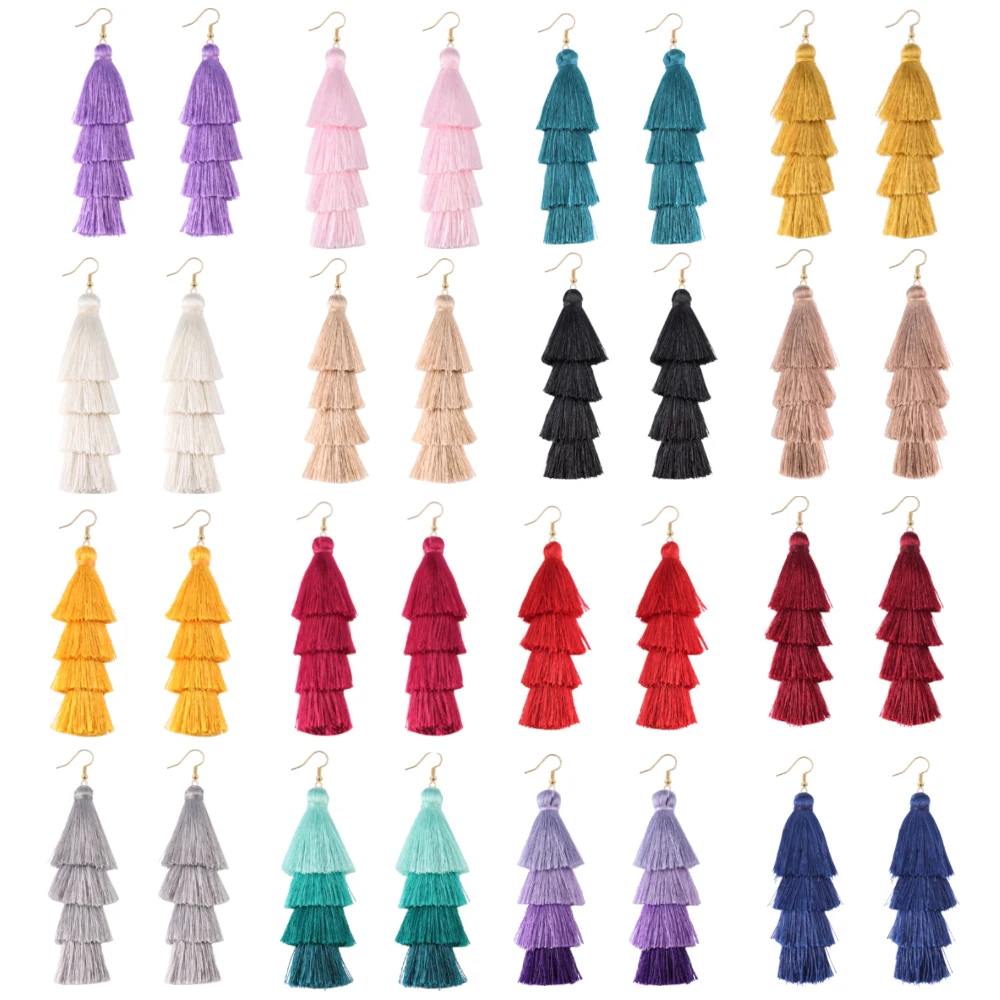 Orecchini Lunghi Bohémien Con Piume E Nappe Colorate | Artigianali Etici | Leggeri E Ipoallergenici | Regalo Festival Hippie
