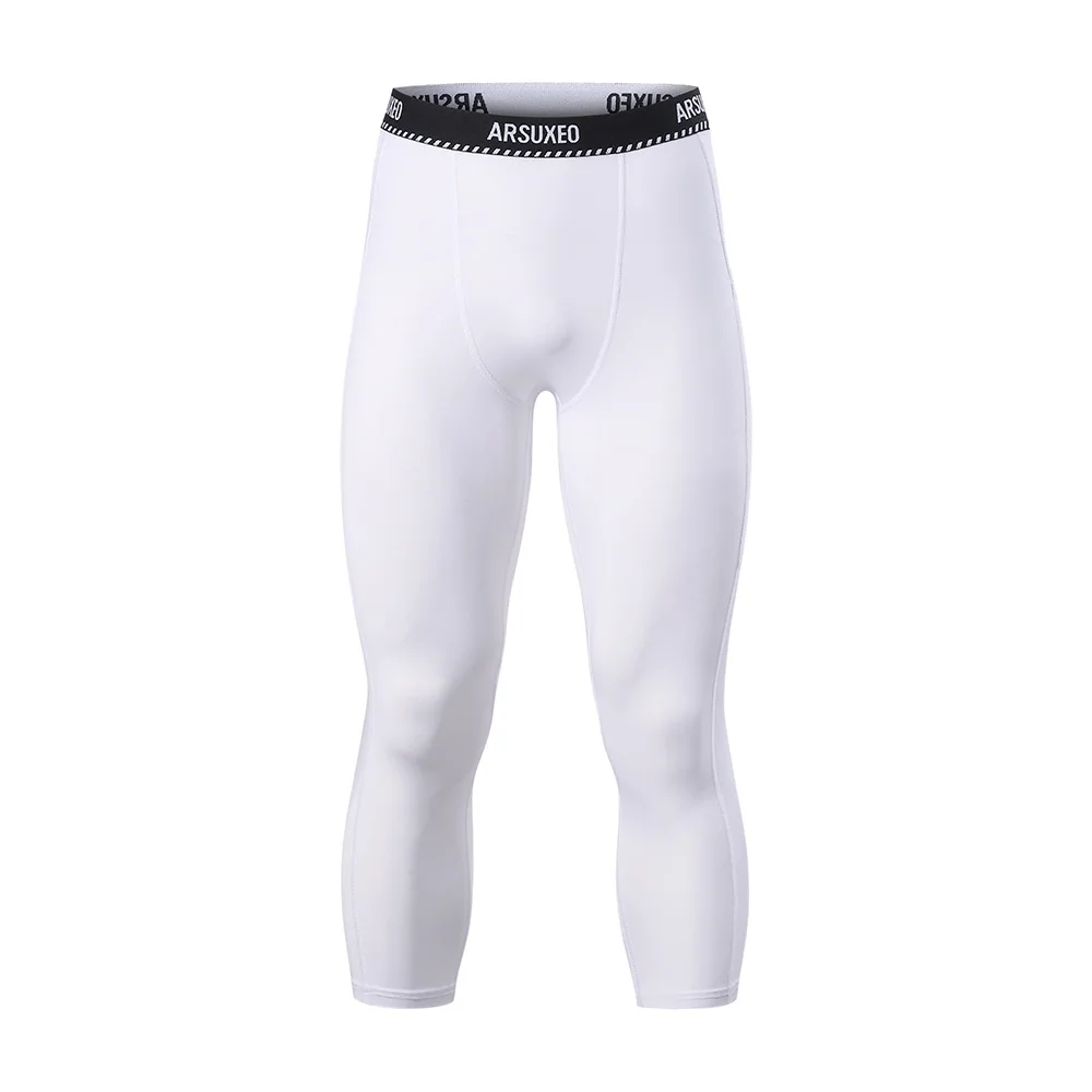 Sports Leggings Compression Pants ARSUXEO Men's 3/4 Sports Compression Tights Base Layer Running Tights GYM Fitness Active Training Exercise Pants K75