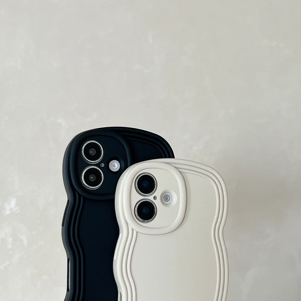 Niedliche, mattierte Handyhülle in Uni-Farbe mit Wellenkante für iPhone 18 17 16 15 14 13 12 Pro Max, weiche TPU stoßfeste Rückabdeckung, Geschenk für Mädchen – Detail 16