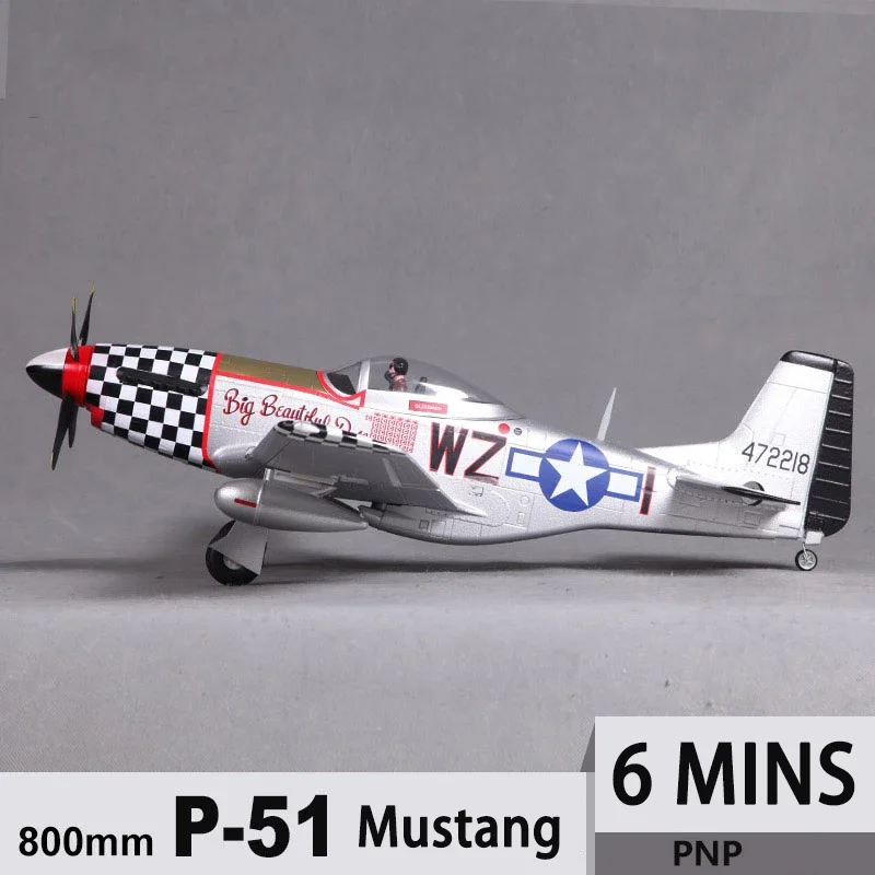 Fms P51 Mustang Grande Bella Bambola 800Mm 4Ch 2S Modello Aereo Avion P-15 Mustang V2 Pnp Epo Rc Aereo Warbird