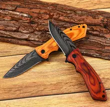 

High-quality Outdoor Versatile Tactical Folding Knife Wooden Handle Camping Survival Safety Defense Pocket Saber EDC Tool