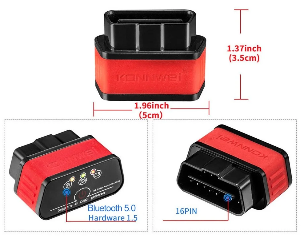 KW903 Vgate iCar Pro Bluetooth 5.0 OBDII BLE Low Power Support Apple Android,Elm327 V1.5 Bluetooth-compatible Elm 327