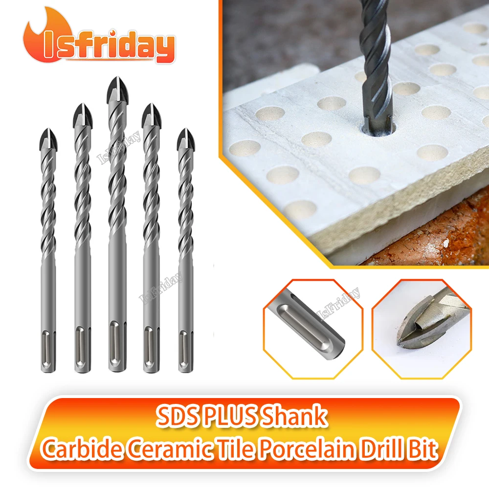6/8/10/12mm SDS PLUS Shank Carbide Ceramic Tile Porcelain Drill Bit For Concrete Brick Glass Diamond Drill Bit Drilling Tools